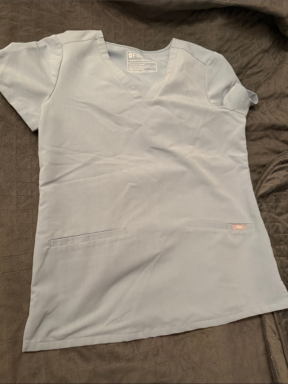 Figs Dusty Light Blue V-Neck Scrub Top